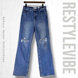 KANCAN Women’s Size 27 Denim Jeans High Rise Fit 90s Straight Wide Leg Stretch